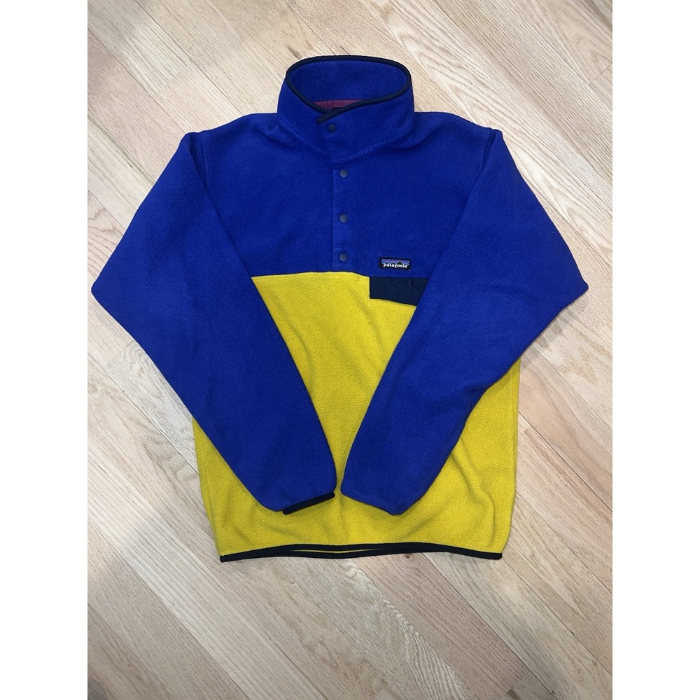 Patagonia Blue and Yellow Snap-T Fleece Pullover Size S Men’s